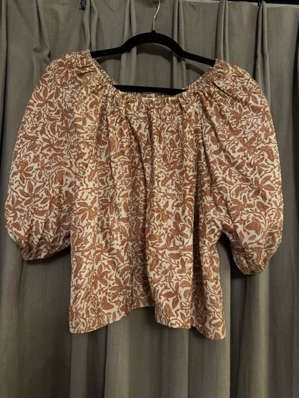 Natalie Martin Boho Puff Sleeve Peasant Top — Rust Floral xs